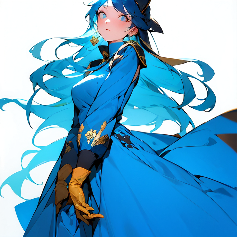 01436-3664534548-white background,_1girl, solo,_color palette (navy blue, azure, gold),_blue_hair, gloves, long_hair, solo, looking_at_viewer, dr.png